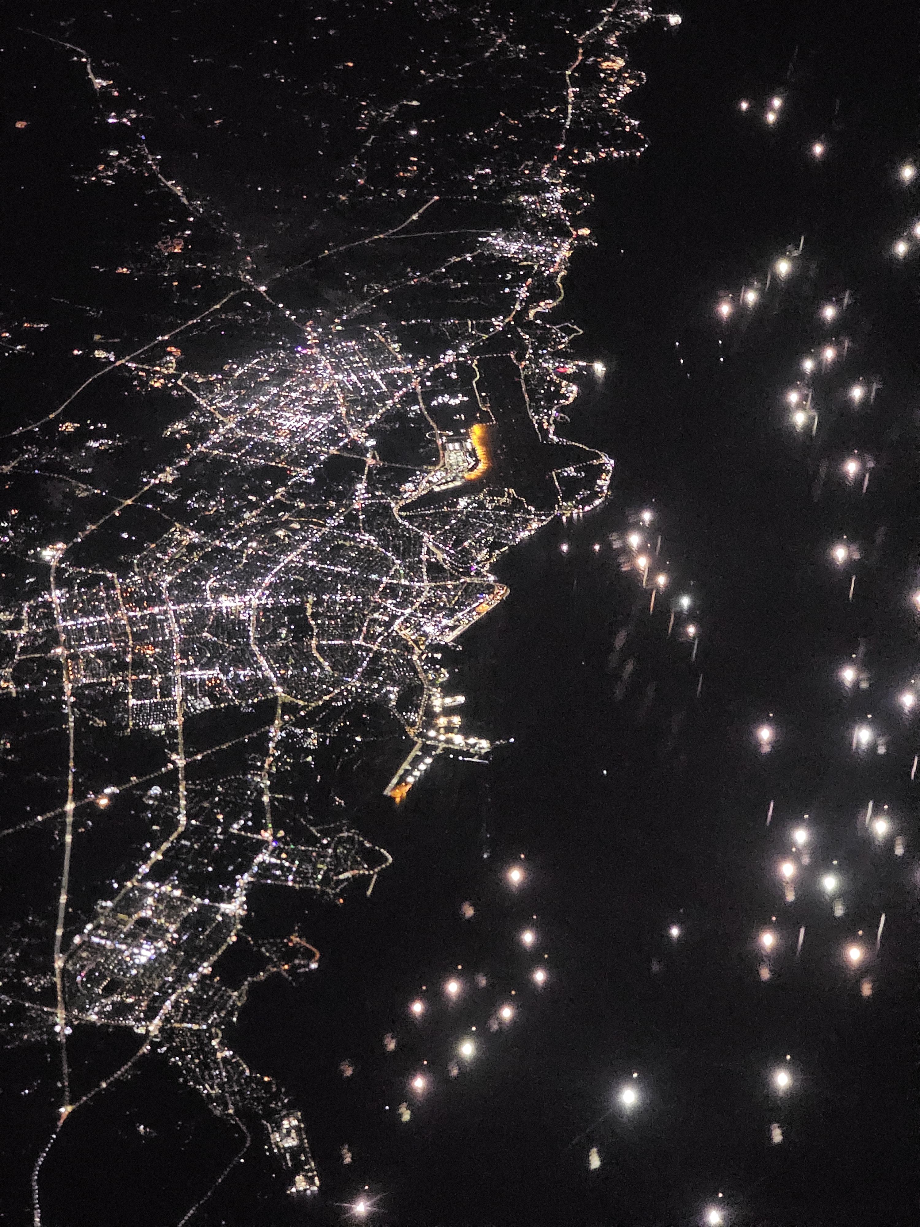 저녁 비행기에서 보는 제주도풍경