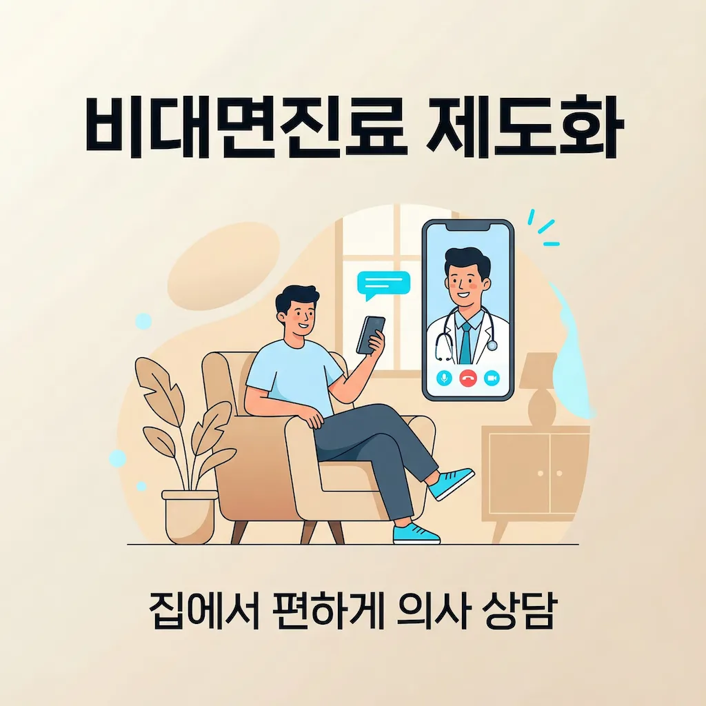 비대면진료 제도화로 집에서 편하게 의사 상담을 받을 수 있는 모습, 2025년 비대면진료 제도 안내