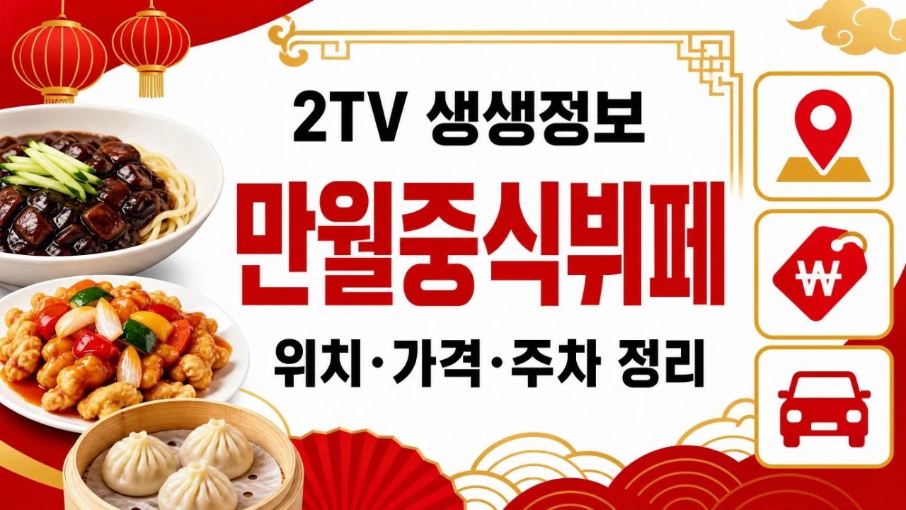 2TV 생생정보 만월중식뷔페 성남 중식 무한리필 위치 가격 주차 정보를 정리한 이미지