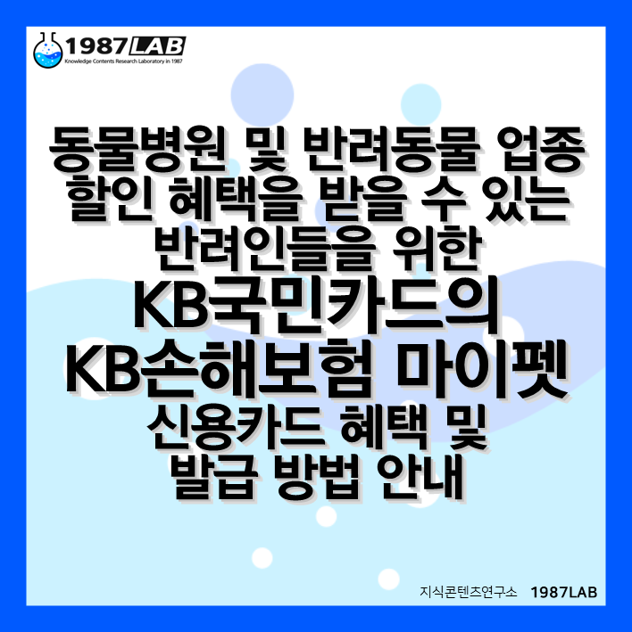 동물병원 및 반려동물 업종 할인 혜택을 받을 수 있는 반려인들을 위한 KB국민카드의 KB손해보험 마이펫 신용카드 혜택 및 발급 방법 안내
