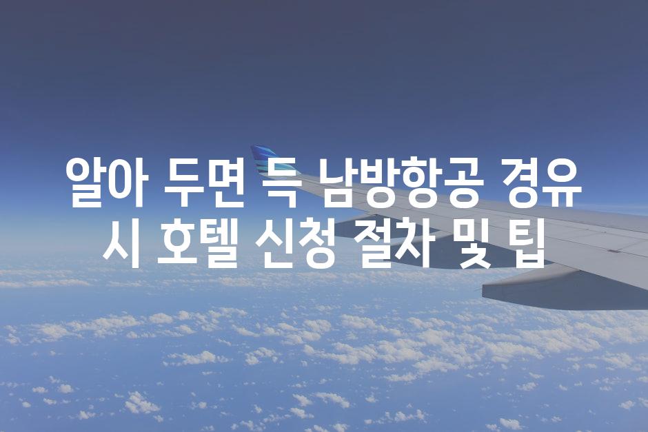 알아 두면 득 남방항공 경유 시 호텔 신청 절차 및 팁