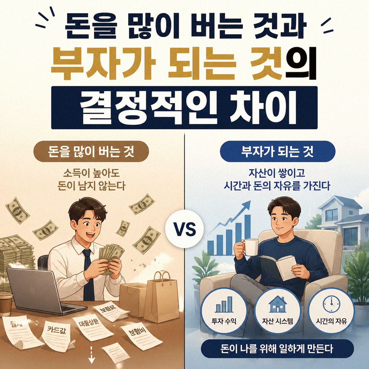 돈을 많이 버는 것과 부자가 되는 것, 어떻게 다를까요