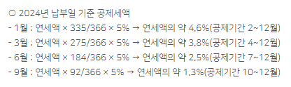 2024년 납부일 기준 공제세액