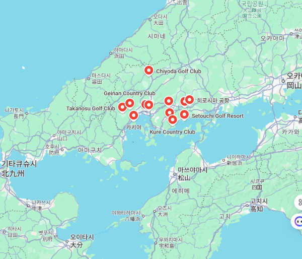히로시마 골프장 위치지도