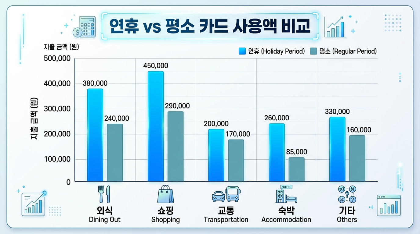 연휴 vs 평소 카드 사용액 비교
