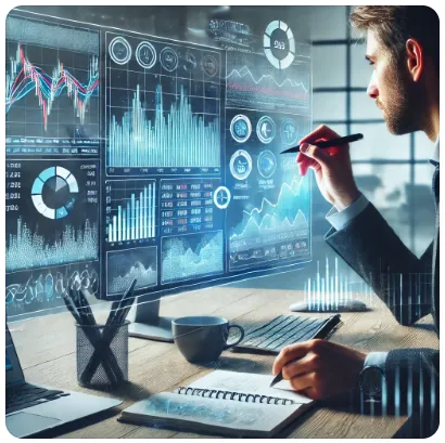 투자계획-성인남자-주식챠트 보고 있는 사진