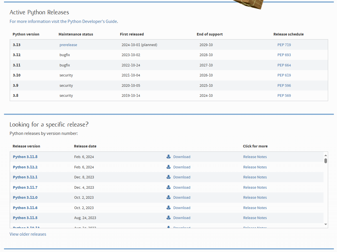 Python download page @python.org