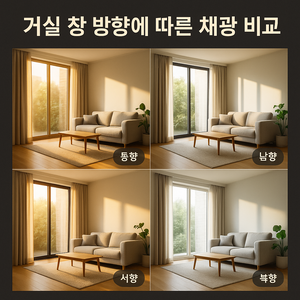거실 창 방향에 따른 아파트 채광 비교