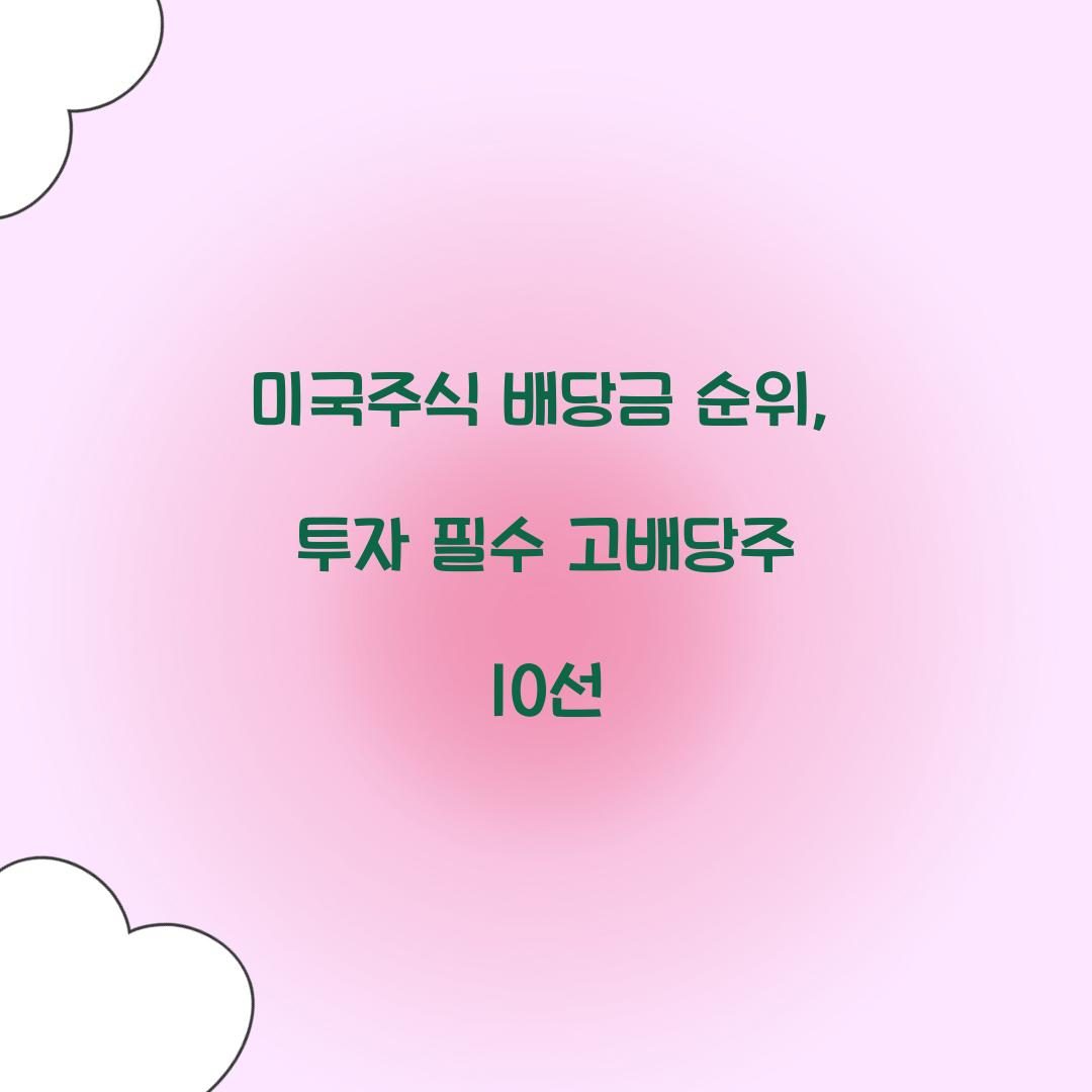 미국주식 배당금 순위