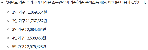 주거급여 신청자격