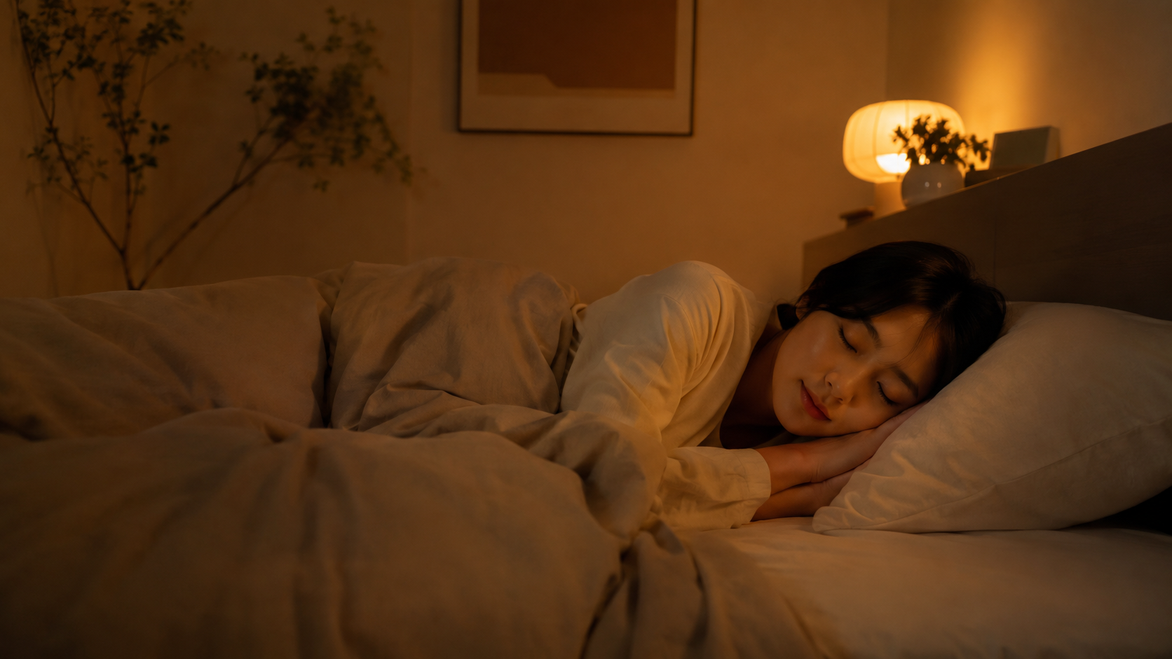 올바른 수면 환경에서 깊은 잠을 자고 있는 사람의 모습