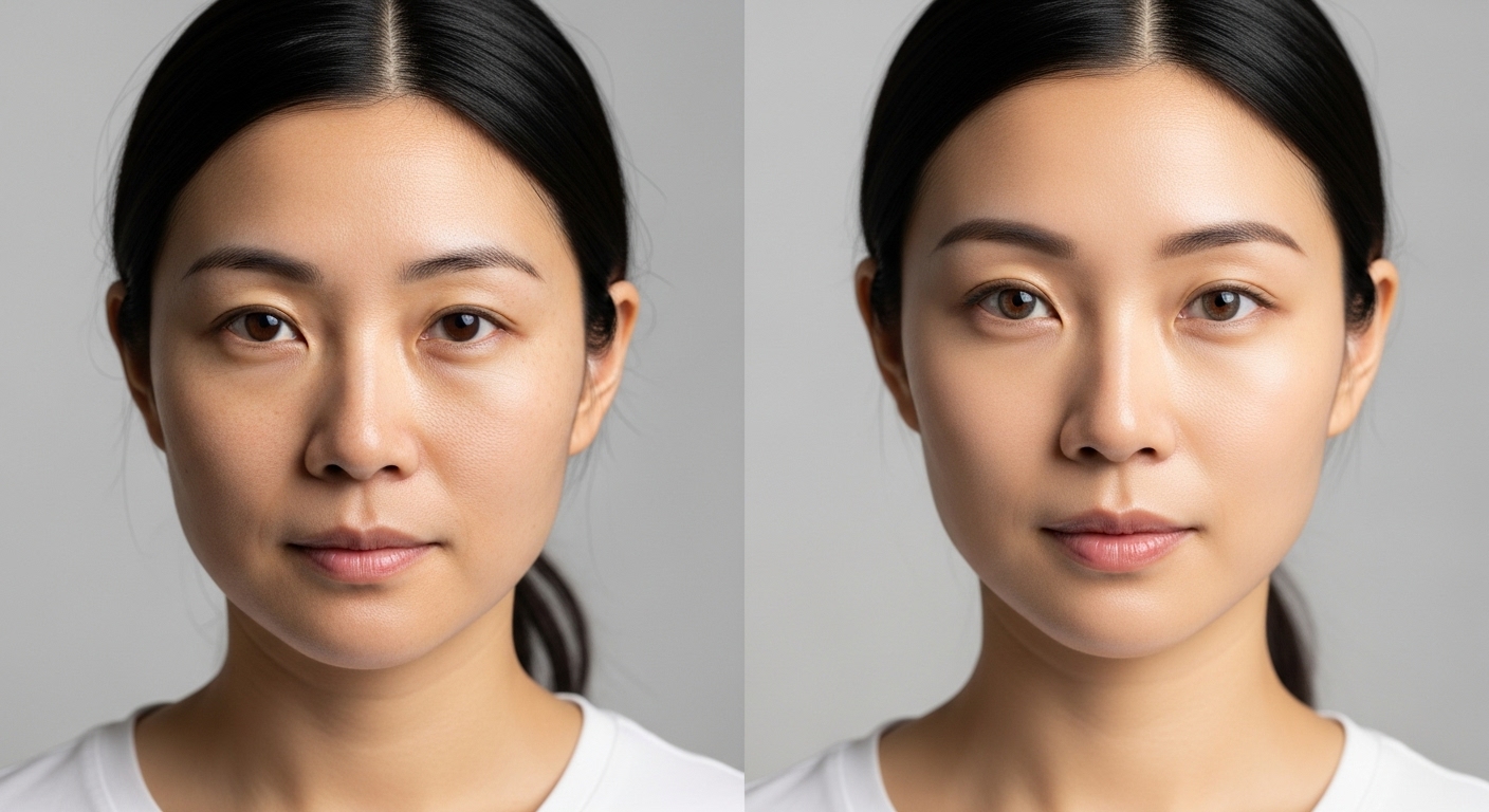 콜라겐 시술을 받기 전과 후의 사진