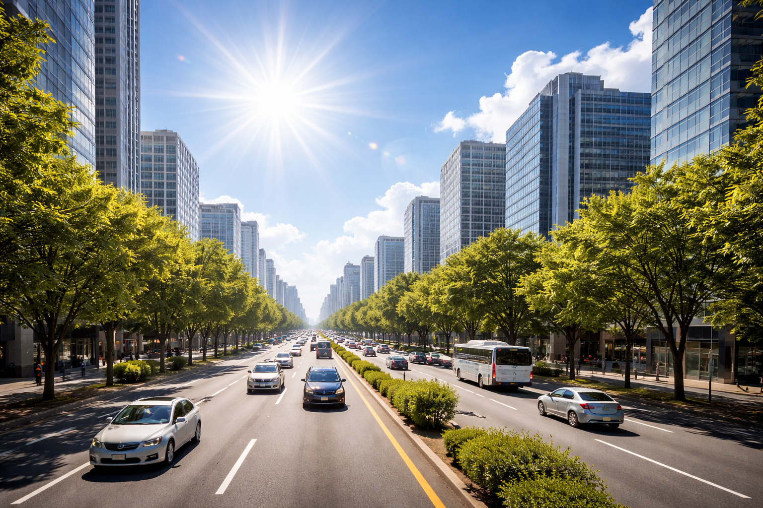 햇볕이 강한 도시 이미지