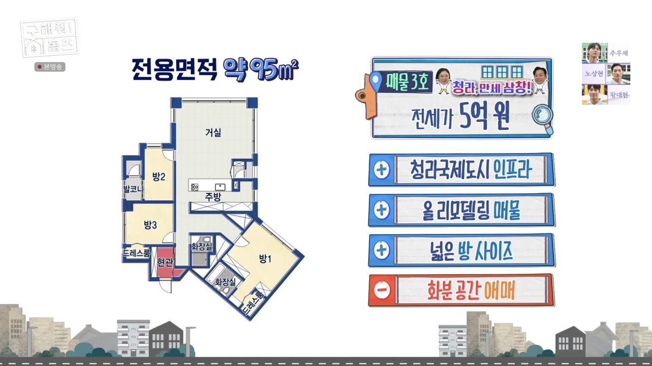 구해줘홈즈 최종선택 인천 청라 전세 5억원 청라 만세삼창 매물 소개