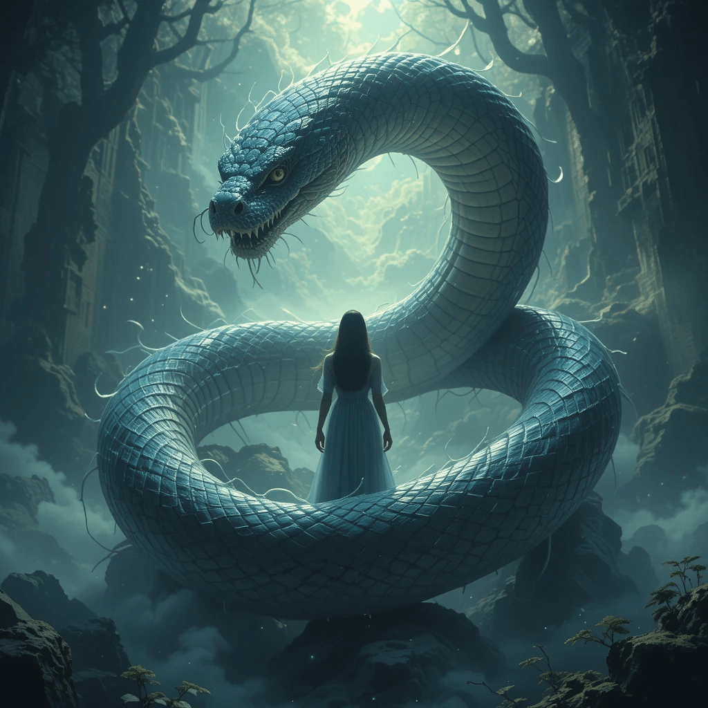 뱀이 나오는 길몽 중 금빛 뱀이 감싸는 꿈