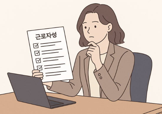 프리랜서 근로자성에대해 알아보고 있는 여성