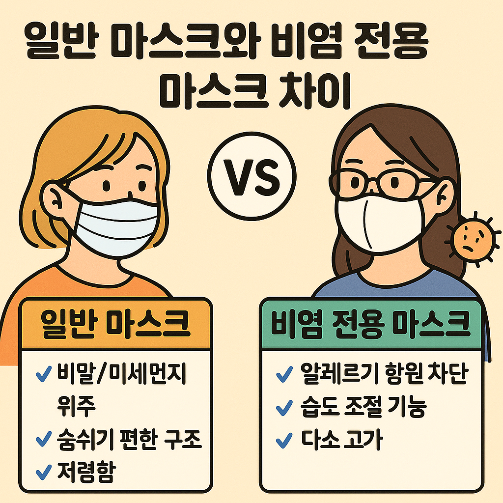일반 마스크와 비염 전용 마스크 차이