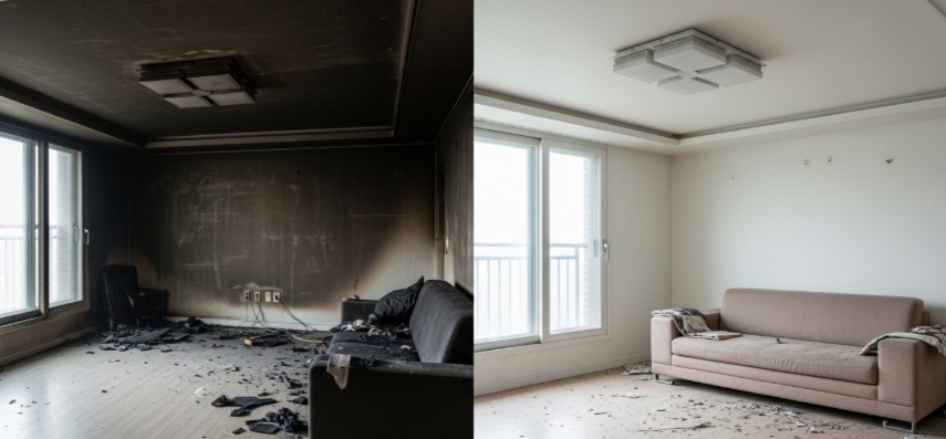 울산 화재복구 작업 전후 모습