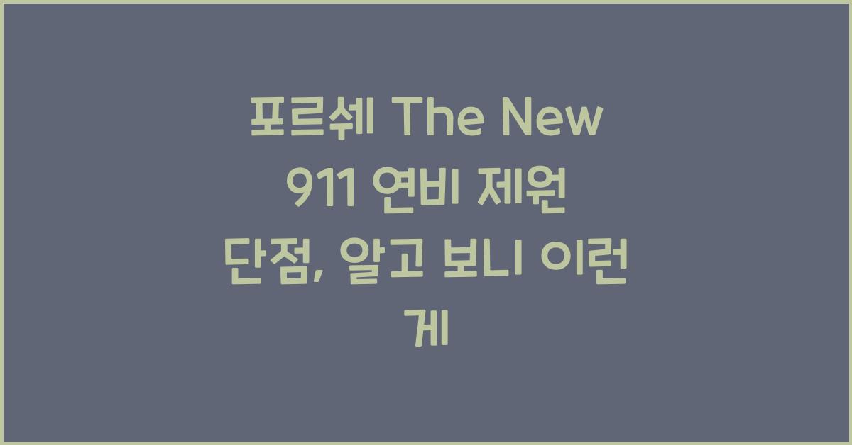 포르쉐 The New 911 연비 제원 단점