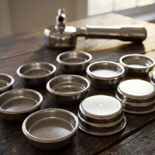 가압 바스켓(이중벽)과 비가압 바스켓(단일벽)의 바닥 구멍 차이를 보여주는 비교 이미지