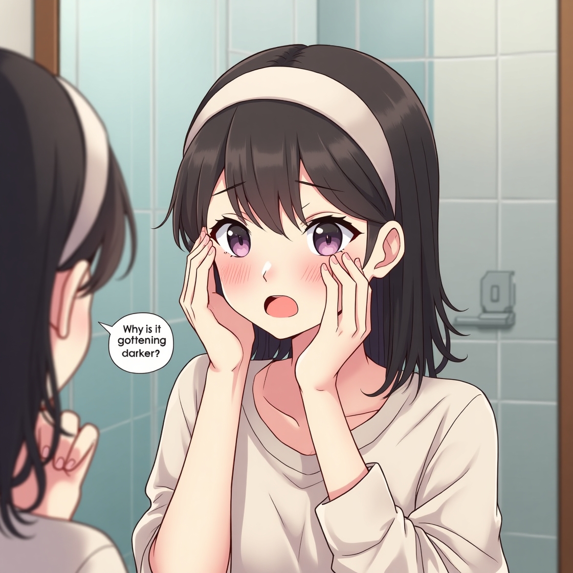 눈 밑 다크서클을 걱정하는 여성