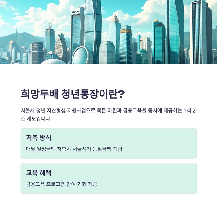 희망두배 청년통장 신청방법 자격 서류 기간 요약 이미지