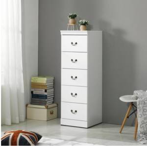 5단 속깊은 틈새 심플 다용도 서랍장 400&#44; 화이트
