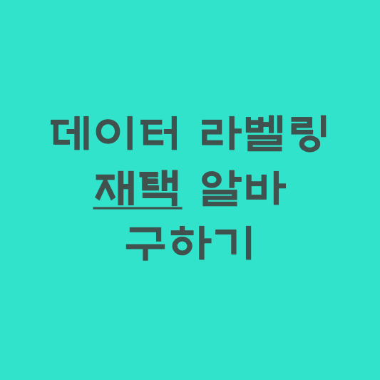 데이터 라벨링 재택 알바 구하기