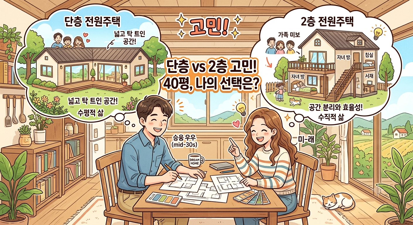전원주택 단층 vs 2층 (장단점, 선택기준, 생활동선)
