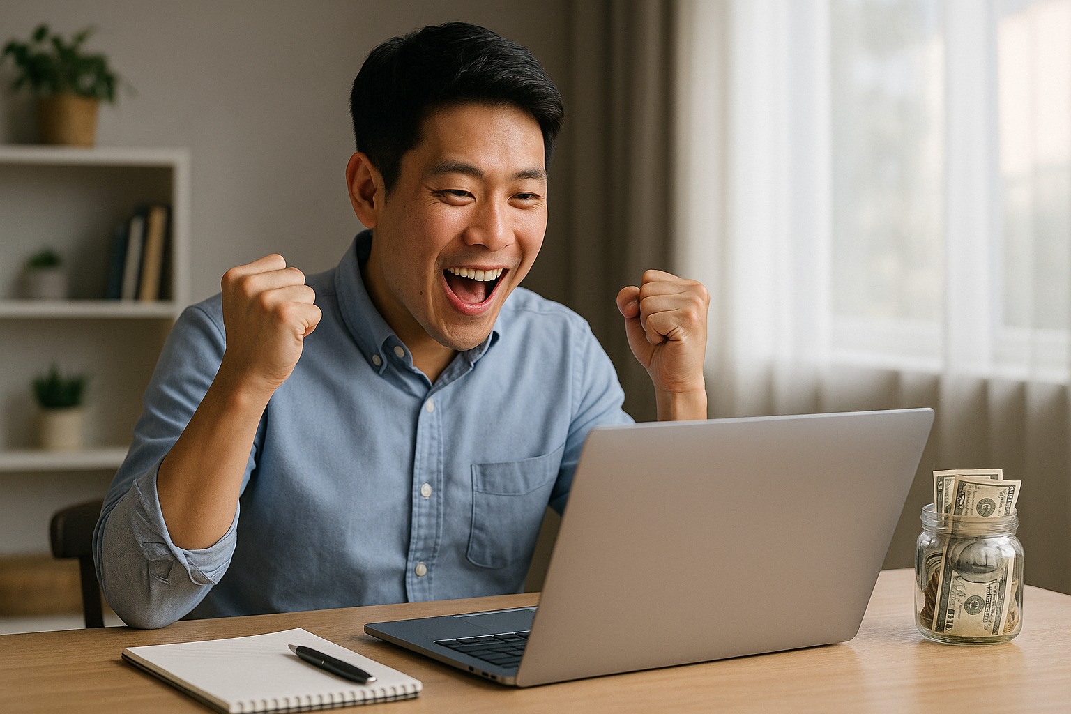 블로그 수익화로 기쁘하는 모습