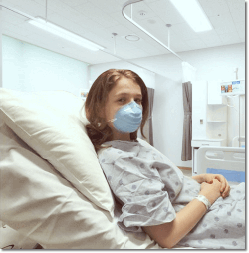 독감으로 입원한 여성