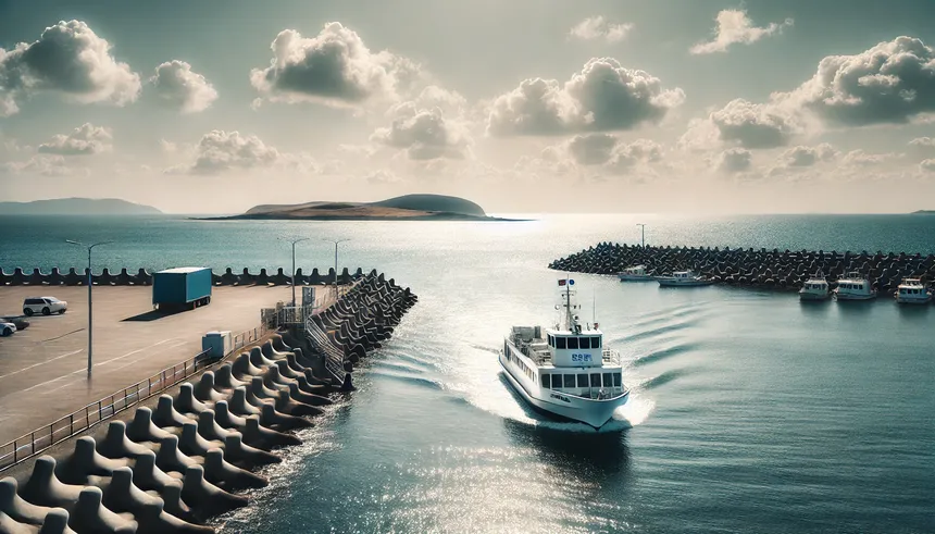 모슬포항에서 가파도로 출항하는 여객선 전경