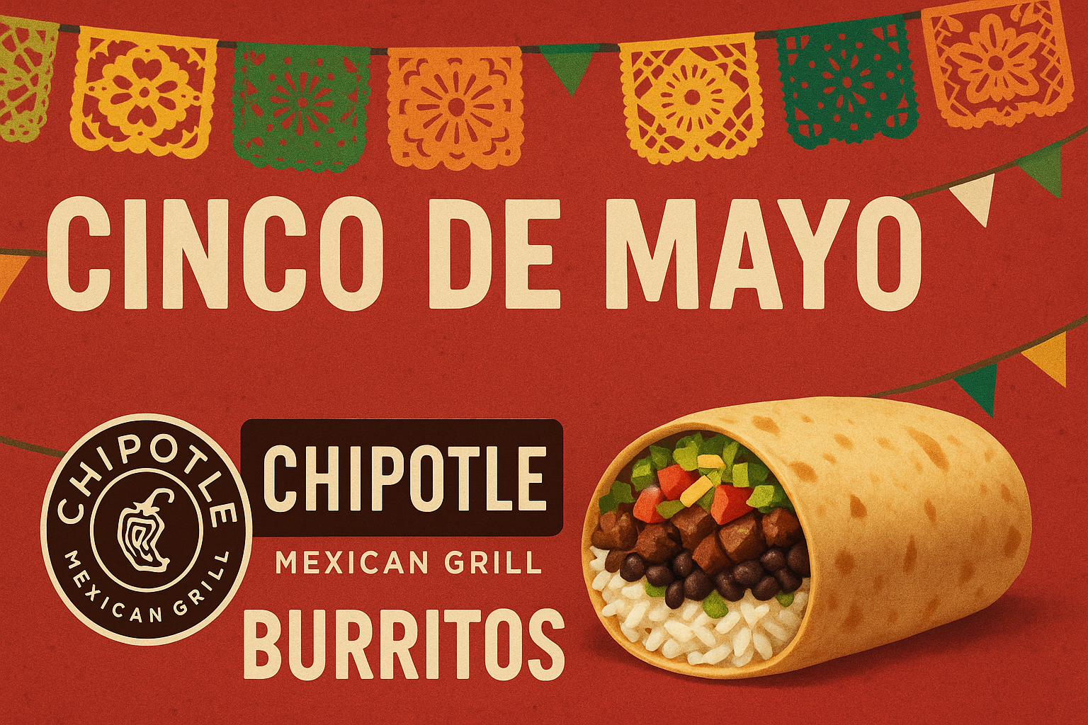 Cinco de Mayo(싱코 데 마요) 축제를 배경으로 한 Chipotle(치폴레)의 프로모션 포스터 스타일 이미지