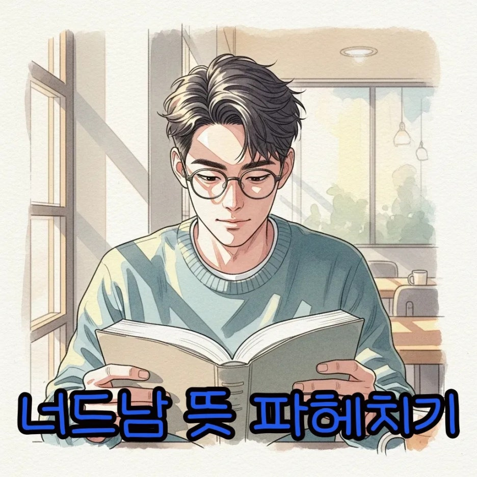 책을 읽으며 생각에 잠긴 너드남