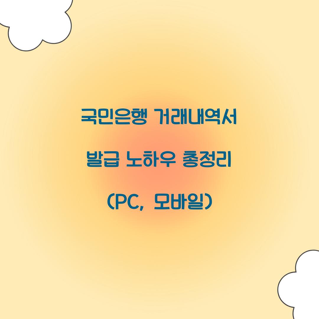 국민은행 거래내역서 발급