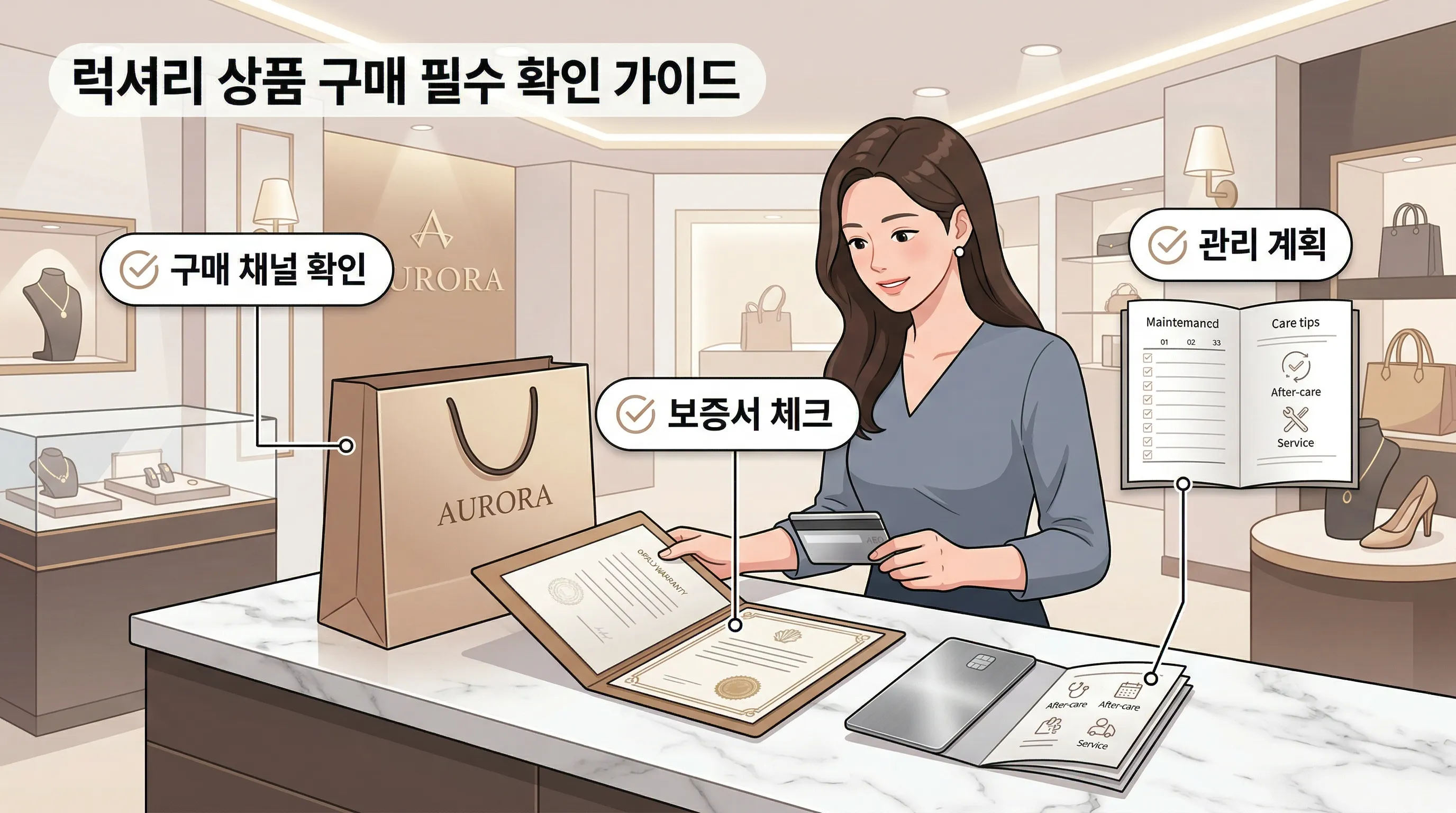 매장에서 첫 명품을 점검하는 장면