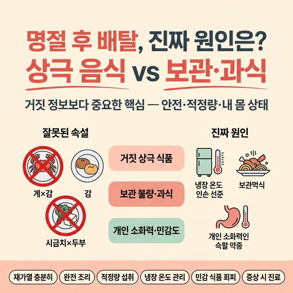 명절 후 배탈 원인 과식 보관 불량 개인 건강