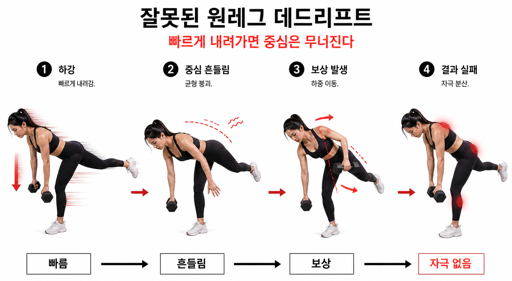 잘못된 원레그 데드리프트