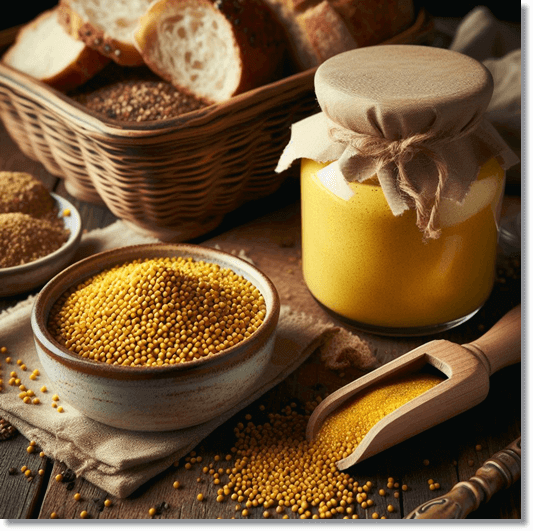 머스타드 알갱이와 액체