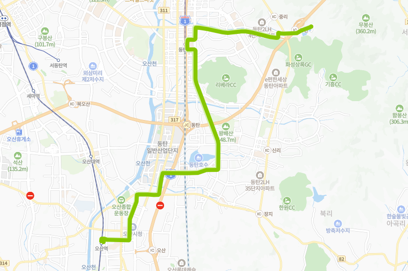 오산-화성-90번-버스-노선-지도