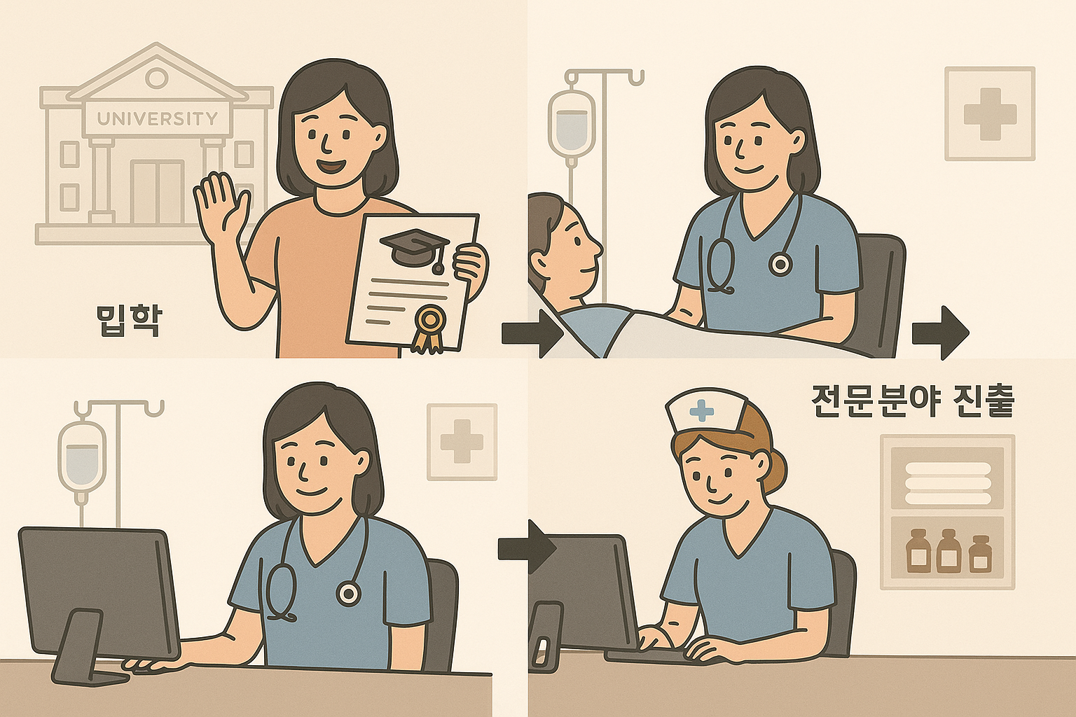 병원에서 일하는 간호사 vs 간호조무사 일상 모습 비교 이미지