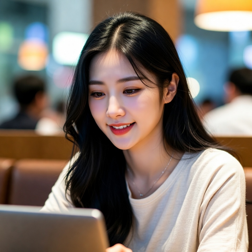 20대 여성이 부천 마운자로 처방 병원을 스마트폰으로 찾고 있는 모습