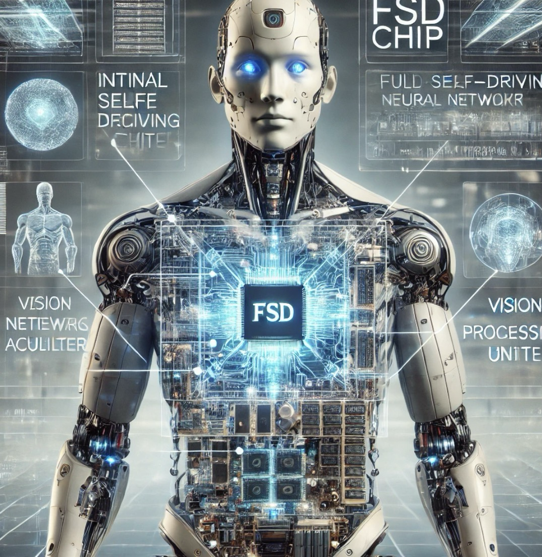 옵티머스 로봇의 FSD 컴퓨터 구조와 연산 모식도 모습