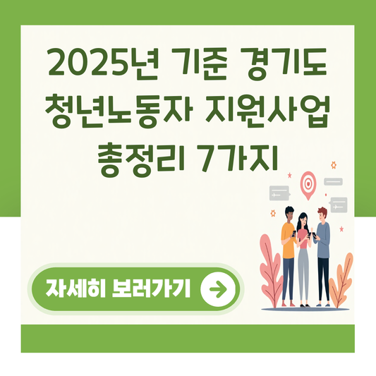 2025년 기준 경기도 청년노동자 지원사업 총정리 7가지 대표 이미지