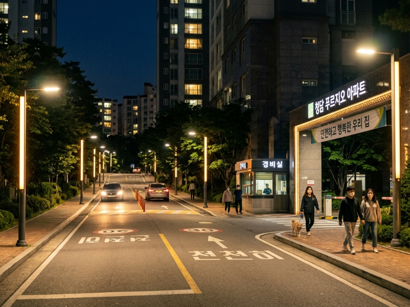 야간 임장 중 확인하는 아파트 보안 상태