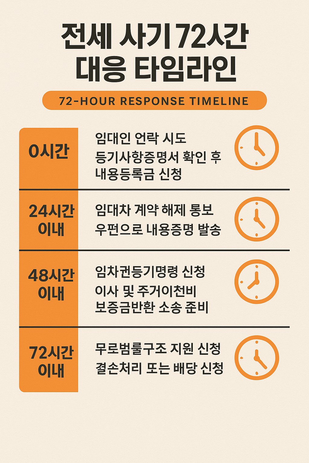 전세 사기 72시간 대응 타임라인 인포그래픽