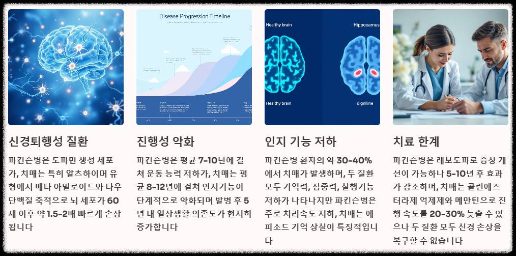 파킨슨병과 치매의 공통점 차이점