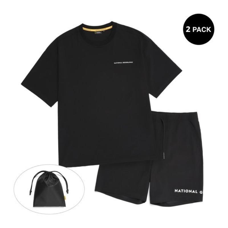 내셔널지오그래픽 22SS내셔널지오그래픽 우븐 반팔 반바지 세트 CARBON N222UPB900