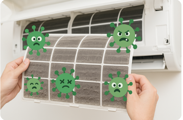 오염된 에어컨 필터 이미지