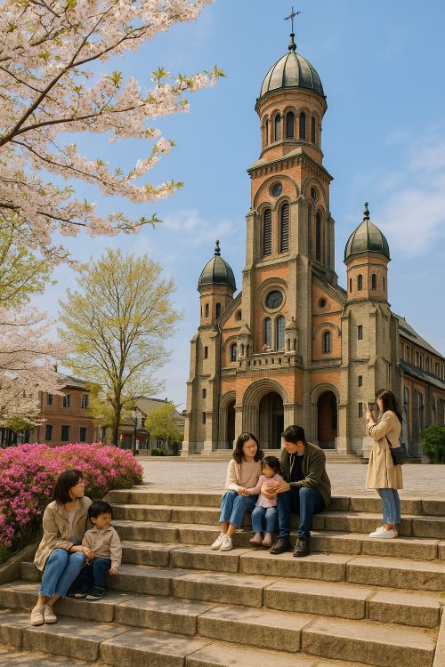 전동성당 앞 돌계단 풍경